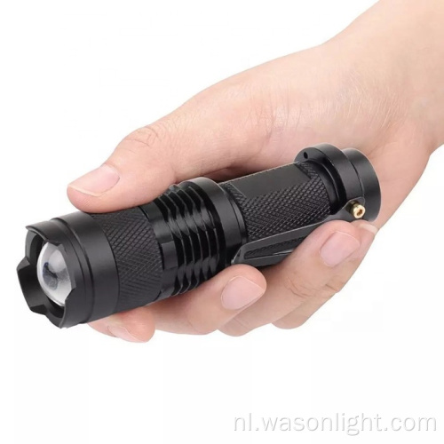 Amazon Hot Sale Goedkope SK68 Zoom Verstelbare Focus 3 Modi Beste Mini Promotie Gift Draagbare Kleine Zaklamp met Pen Clip